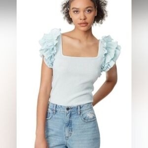 NWOT Ruffled knit tank S